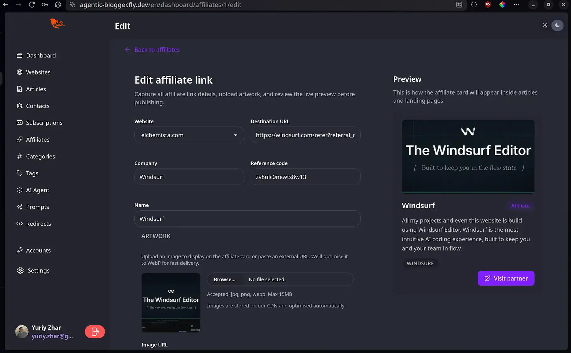 affiliate screenshot